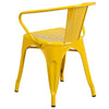 Commercial Grade Yellow Metal Indoor-Outdoor Chair with Arms - Flash Furniture