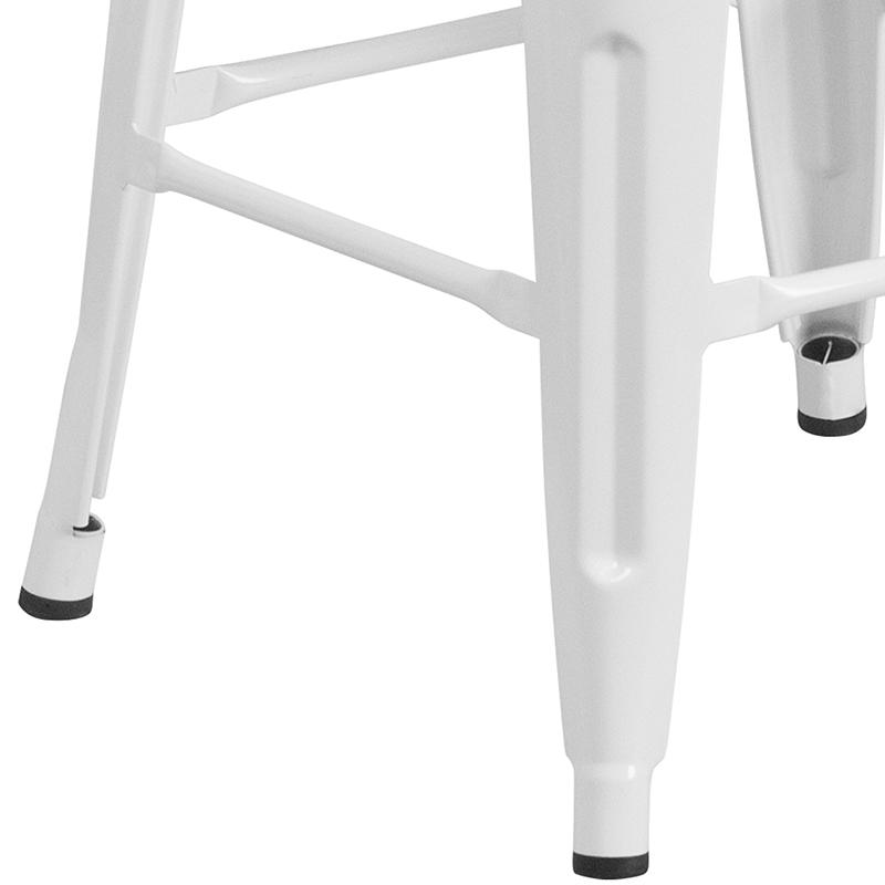 24'' High Backless White Metal Counter Height Stool with Square Wood Seat - Flash Furniture