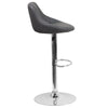 Contemporary Gray Vinyl Bucket Seat Adjustable Height Barstool with Chrome Base - Flash Furniture