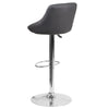 Contemporary Gray Vinyl Bucket Seat Adjustable Height Barstool with Chrome Base - Flash Furniture