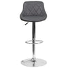 Contemporary Gray Vinyl Bucket Seat Adjustable Height Barstool with Chrome Base - Flash Furniture