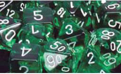Chessex Mfg Co Llc -  D6 -- 16Mm Translucent Dice - Green/White; 12Ct