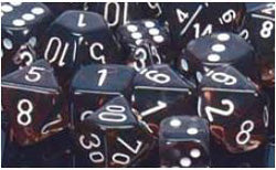 Chessex Mfg Co Llc -  D6 -- 16Mm Translucent Dice - Smoke/White; 12Ct