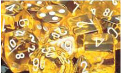Chessex Mfg Co Llc -  D6 -- 12Mm Translucent Dice - Yellow/White; 36Ct