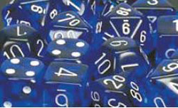 Chessex Mfg Co Llc -  D6 -- 12Mm Translucent Dice - Blue/White; 36Ct