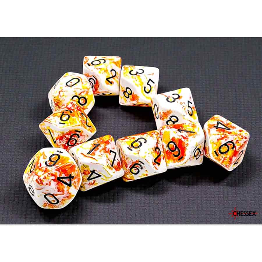 Chessex Mfg Co Llc -  Brushed Dice: Sunrise With Black Set Of Ten D10 Dice Set Pre-Order
