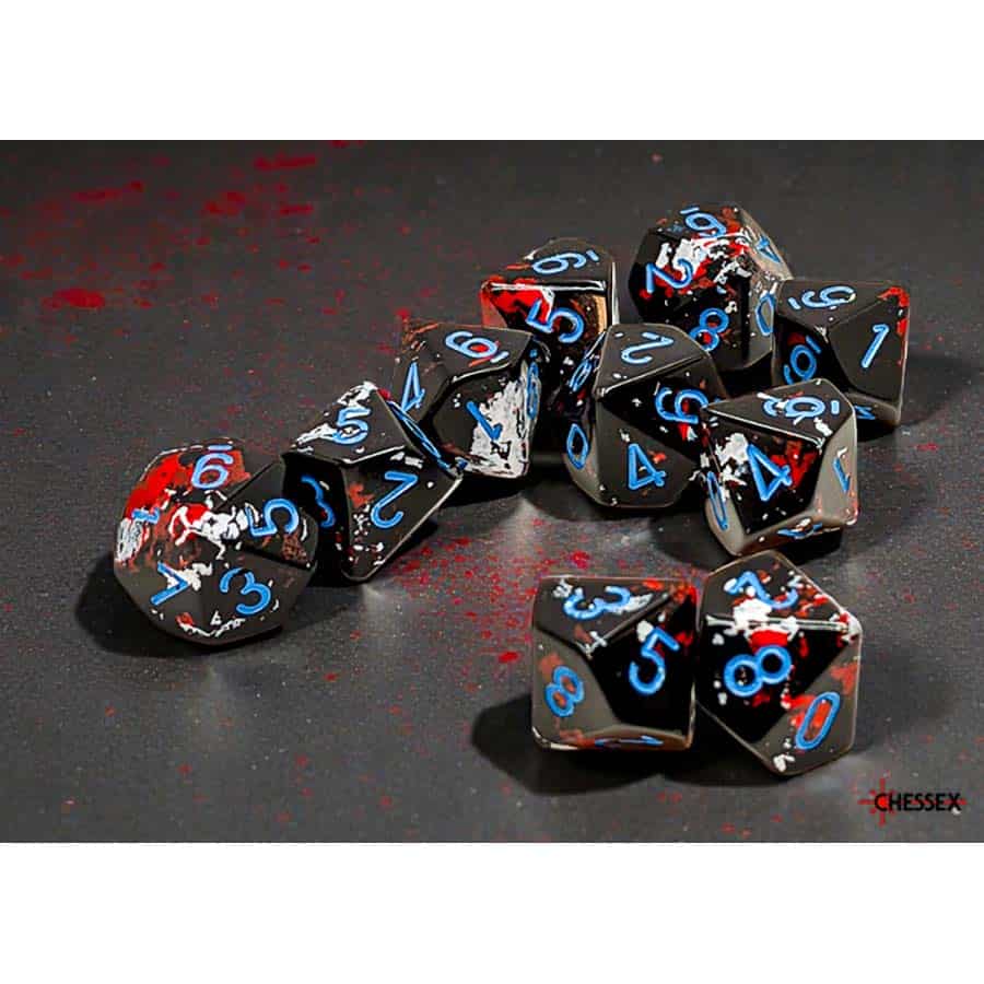 Chessex Mfg Co Llc -  Brushed Dice: Dark Side With Blue Set Of Ten D10 Dice Set Pre-Order