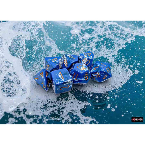 Chessex Mfg Co Llc -  Brushed Dice: Polyhedral Wavebreak With Gold 7-Die Set Pre-Order