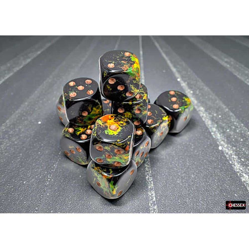 Chessex Mfg Co Llc -  Brushed Dice: 16Mm D6 Deep Forest With Bronze Dice Block (12 Dice) Pre-Order