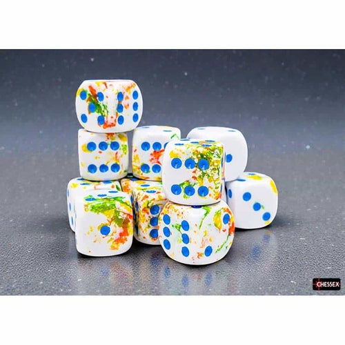 Chessex Mfg Co Llc -  Brushed Dice: 16Mm D6 Breezy With Blue Dice Block (12 Dice) Pre-Order