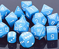 Chessex Mfg Co Llc -  7Ct Opaque Poly Light Blue/White Dice Set