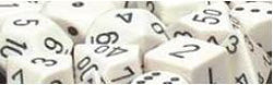 Chessex Mfg Co Llc -  D6 -- 12Mm Opaque Dice - White/Black - 36Ct