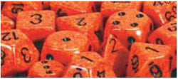 Chessex Mfg Co Llc -  D6 -- 12Mm Speckled Dice - Fire - 36Ct