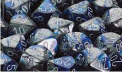 Chessex Mfg Co Llc -  D6 -- 12Mm Gemini Dice - Blue-Steel/White; 36Ct