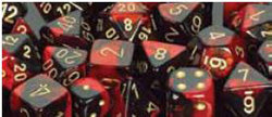 Chessex Mfg Co Llc -  D6 -- 12Mm Gemini Dice - Black-Red/Red; 36Ct
