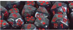 Chessex Mfg Co Llc -  7Ct Velvet Poly Dice Set - Black/Red