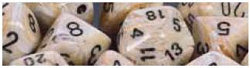 Chessex Mfg Co Llc -  D6 -- 16Mm Marble Dice - Ivory/Black - 12Ct
