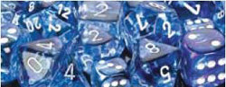 Chessex Mfg Co Llc -  D6 -- 16Mm Nebula Dice - Dark Blue/White - 12Ct