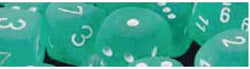 Chessex Mfg Co Llc -  D6 -- 12Mm Frosted Dice - Teal/White - 36Ct