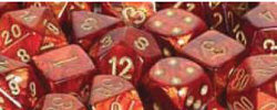 Chessex Mfg Co Llc -  D6 -- 12Mm Scarab Dice - Scarlet/Gold - 36Ct
