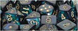 Chessex Mfg Co Llc -  D6 -- 12Mm Scarab Dice - Jade/Gold - 36Ct