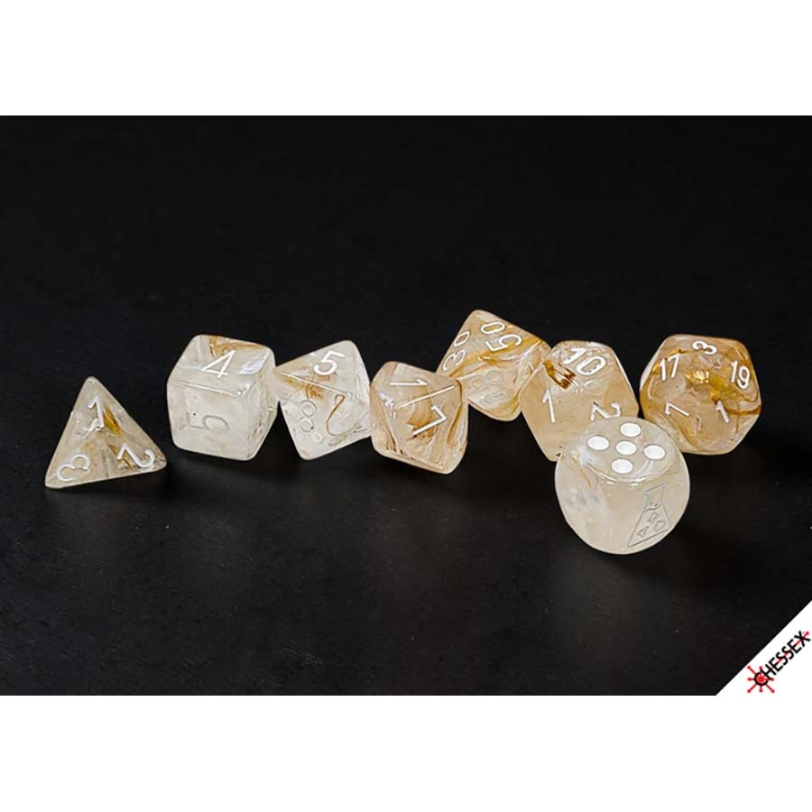 Chessex Mfg Co Llc -  7Ct Lab Dice (Series 10): Borealis Champagne With White Pre-Order