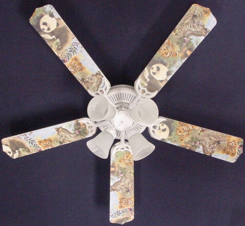 Ceiling Fan Designers 52FAN-KIDS-BSELZ Baby Safari Elephant Lion Zebra Ceiling Fan 52 in.