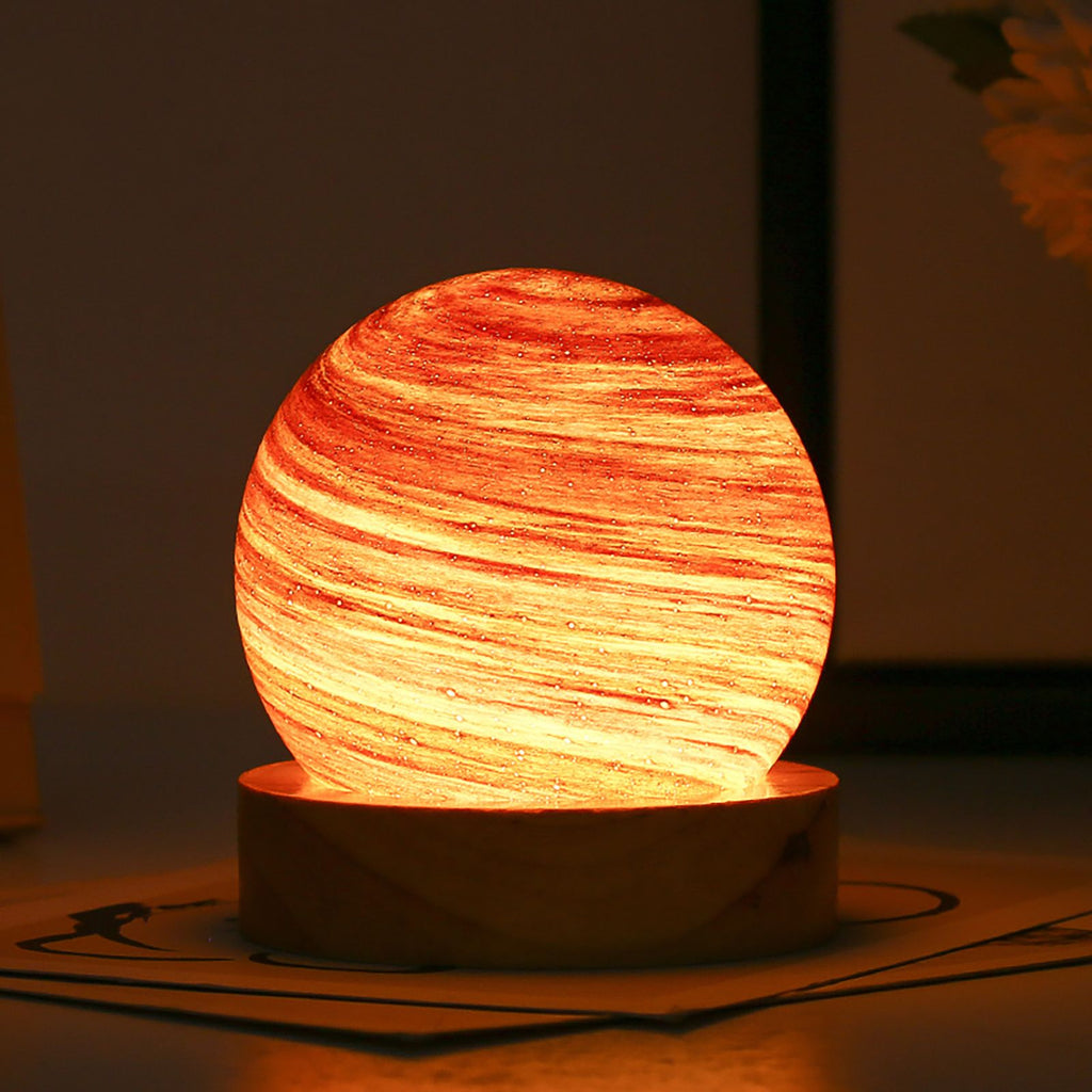Sensuality Emporium - USB Fantasy Rainbow Planet Light Astronomical Ornaments Desktop Decorative Lights Art Crafts Wooden Case Gifts for Wedding Party