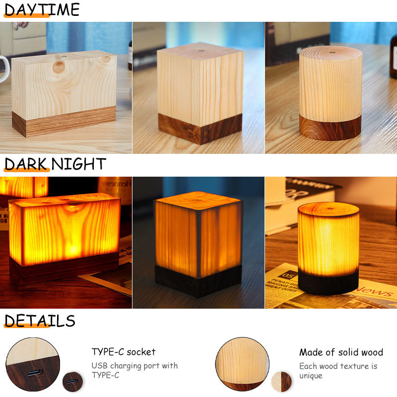 Sensuality Emporium - Wood Touch Ambient LED Table Lamp Rechargeable Portable Night Light Modern Cordless Table Lamps for Living Room Bedroom Bedside