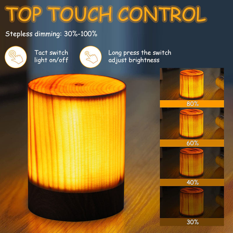 Sensuality Emporium - Wood Touch Ambient LED Table Lamp Rechargeable Portable Night Light Modern Cordless Table Lamps for Living Room Bedroom Bedside