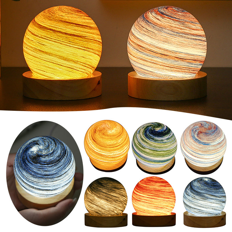 Sensuality Emporium - USB Fantasy Rainbow Planet Light Astronomical Ornaments Desktop Decorative Lights Art Crafts Wooden Case Gifts for Wedding Party