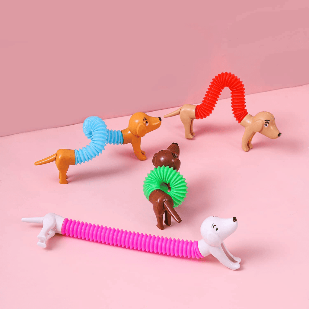 Sensuality Emporium - Dog Telescopic Tube; Autism Sensory Toys; 4Pcs pop Tubes; Fidget Toys for Kids Girls; Toddler Toys; Kids Toys; Sensory Toy; Dog Party Favors