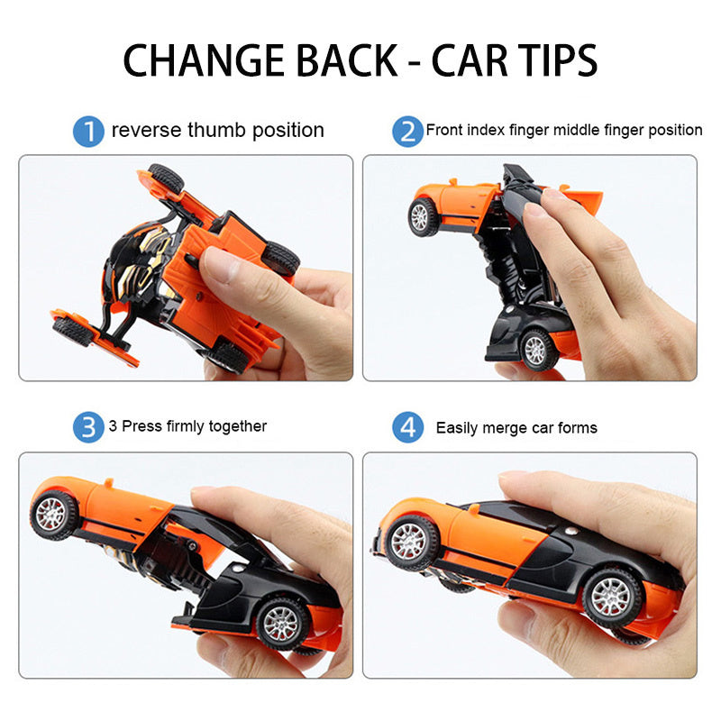 oh my god - Deformation Vehicle Collision Impact One-Button Inertial Bugatti Veyron Toy Car Robot Kid Child Gift