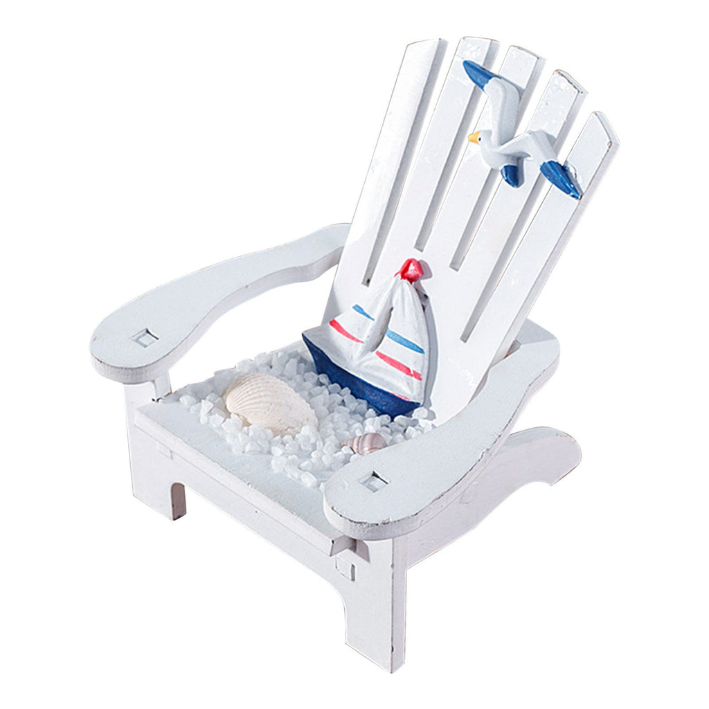 yoyo - Beach Chair Home Decoration Creative Cute Ocean Beach Chair Ornament Wooden Craft Mini Miniature Kids Toy DecoraciÃ³n Hogar