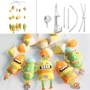 PANDA SUPERSTORE - Yellow Green Orange Robots Cartoon Monster Baby Musical Crib Toys Sweet Dreams Crib Mobile Halloween Decor