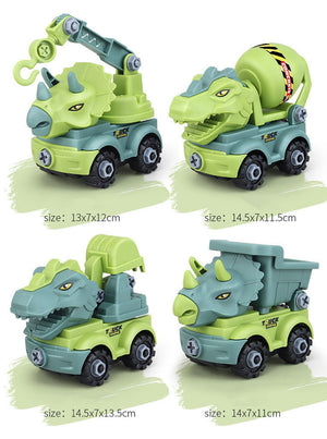 oh my god - Children's Construction Toy Dinosaur Engineering Car Fire Truck Screw Build And Take Educational Toy Diy Dinosaurs Car Boy Gift