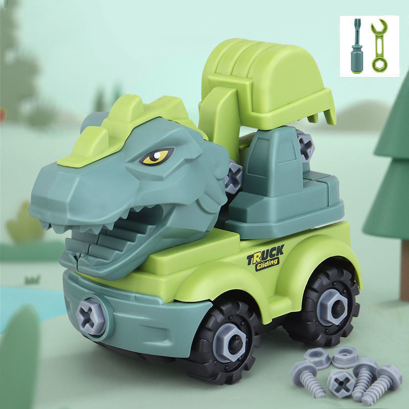 oh my god - Children's Construction Toy Dinosaur Engineering Car Fire Truck Screw Build And Take Educational Toy Diy Dinosaurs Car Boy Gift