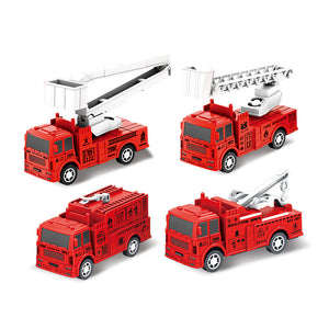 oh my god - New Children 'S Mini Four Pull Back Car Ladder Fire Fighting Toy Car Model Four-Piece Set