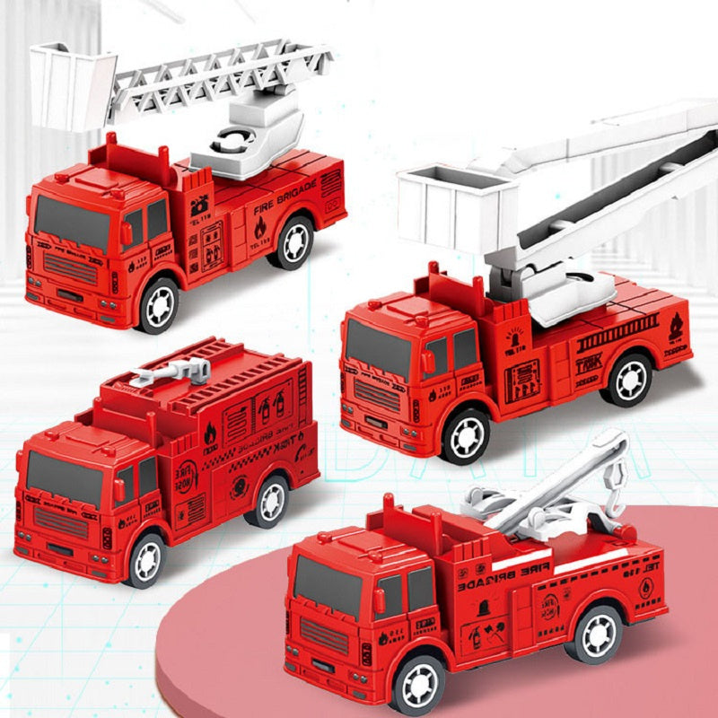 oh my god - New Children 'S Mini Four Pull Back Car Ladder Fire Fighting Toy Car Model Four-Piece Set