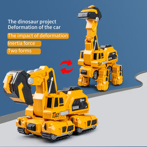 oh my god - 2 in 1 automatic crash deformation inertial dinosaur engineering vehicle brachiosaurus excavator collision transforming car toy