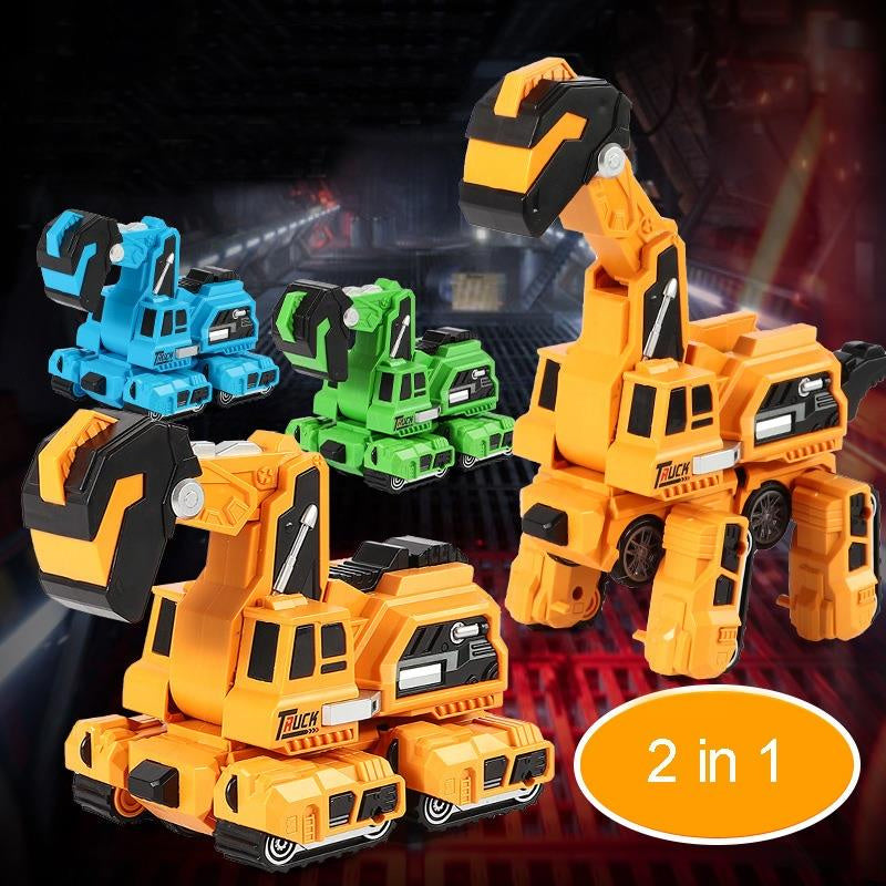 oh my god - 2 in 1 automatic crash deformation inertial dinosaur engineering vehicle brachiosaurus excavator collision transforming car toy