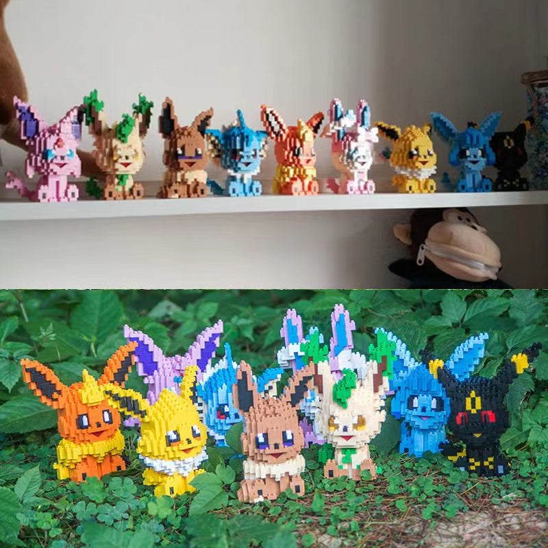 Department Store - Micro-Particle Building Bblocks Elf PokÃ©mon Eevee Family Doll Mmini Assembled Building Blocks Toys Parent-child Teaching Game