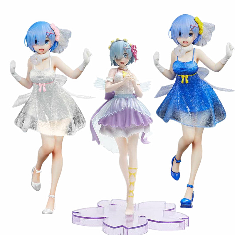 Department Store - Brand New Anime Rem: A Life In Another World From Scratch Rem Wedding Dress Crystal Girl Doll PVC Movable Doll Collectible Toy