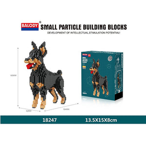 Department Store - Cartoon Simulation Pet Dog Building Blocks Mini Dachshund Poodle Doberman Model Children's Toy Gift Dog Pet Building Blocks