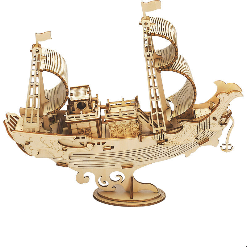 Department Store - New Wooden Diy Assembled Three-Dimensional Puzzle Model Pumpkin Car Ferris Wheel Carousel Sailboat Creative Assembly Ornaments