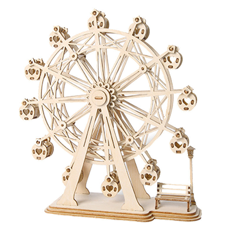 Department Store - New Wooden Diy Assembled Three-Dimensional Puzzle Model Pumpkin Car Ferris Wheel Carousel Sailboat Creative Assembly Ornaments