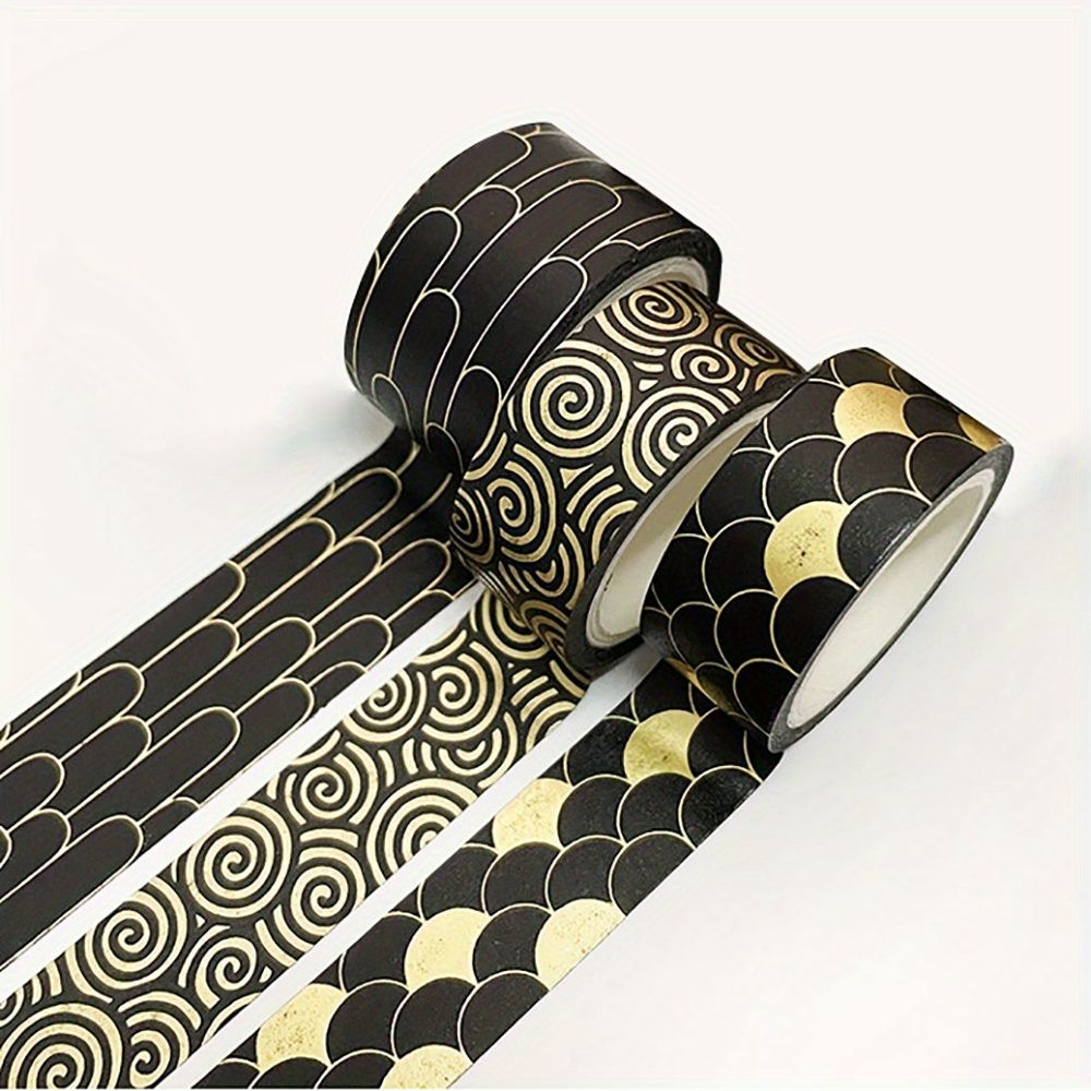 Department Store - DIY Your Hand Account with 3 Rolls of Bronzing Gilding Washi Tape - Perfect for Photo Albums, Paper Decor, and School Stationery!