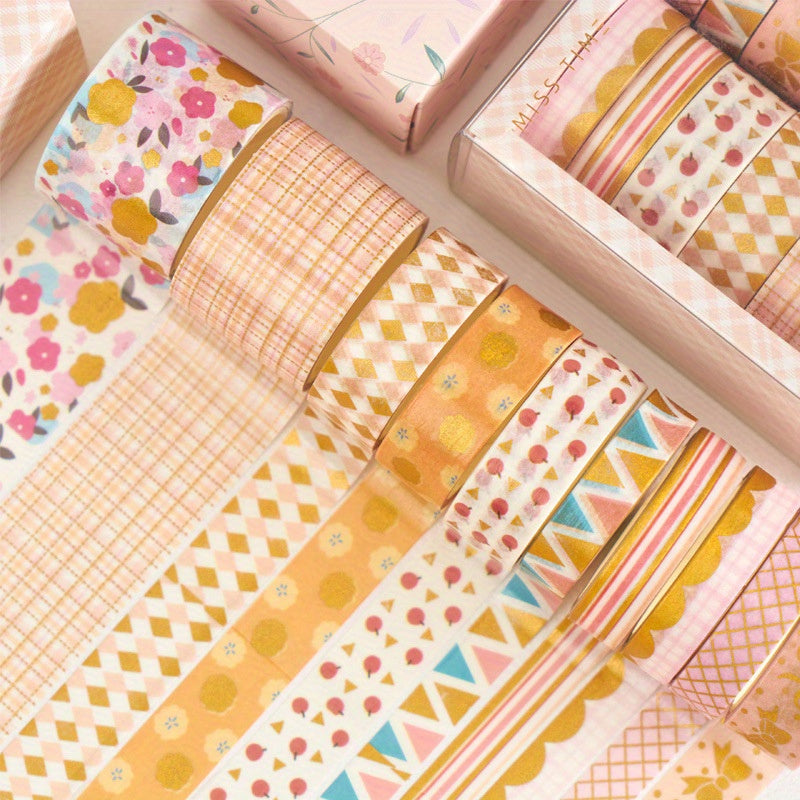 Department Store - 12pcs Combination Tape Valentine's Day, Creative Journal Tape Ancient Style And Paper Tape Diy Decoration Material Hand Account Tape, Creative Beautiful Diy Journal Decoration Material Stickers