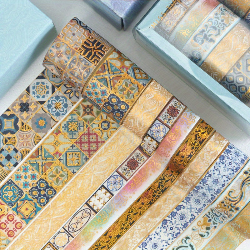 Department Store - 12pcs Combination Tape Valentine's Day, Creative Journal Tape Ancient Style And Paper Tape Diy Decoration Material Hand Account Tape, Creative Beautiful Diy Journal Decoration Material Stickers