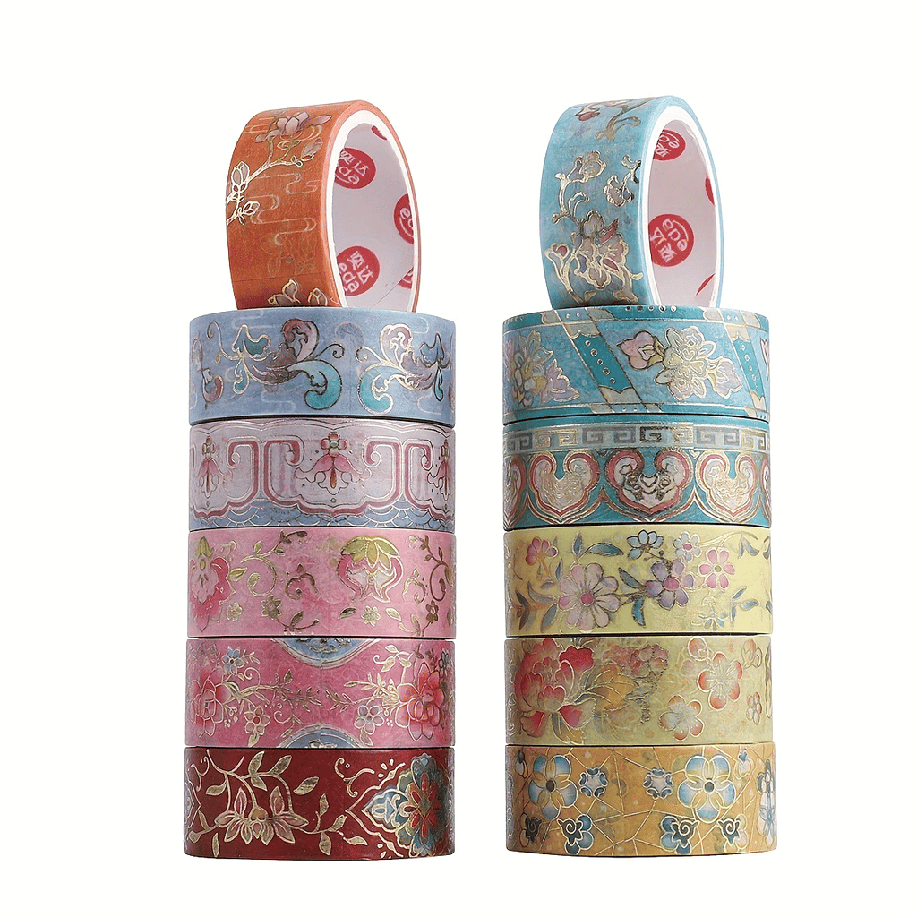 Department Store - 12pcs Dreaming of the Red Chamber Hot Gold Hand Account & Paper Tape Decoration Set - Perfect DIY Souvenir!